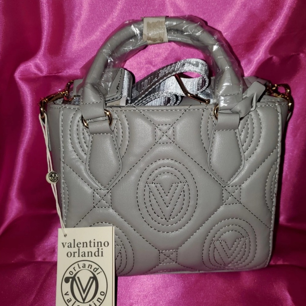 Valentino Orlandi Quilted Crossbody Bag in Gray